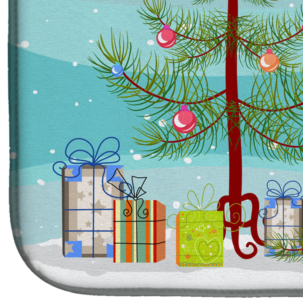 Christmas Tree and Doberman Dish Drying Mat Absorbent Dish Drying Mat Pad for Kitchen Counter Dish Drainer Mat for Countertop, 14 x 21", Multicolor