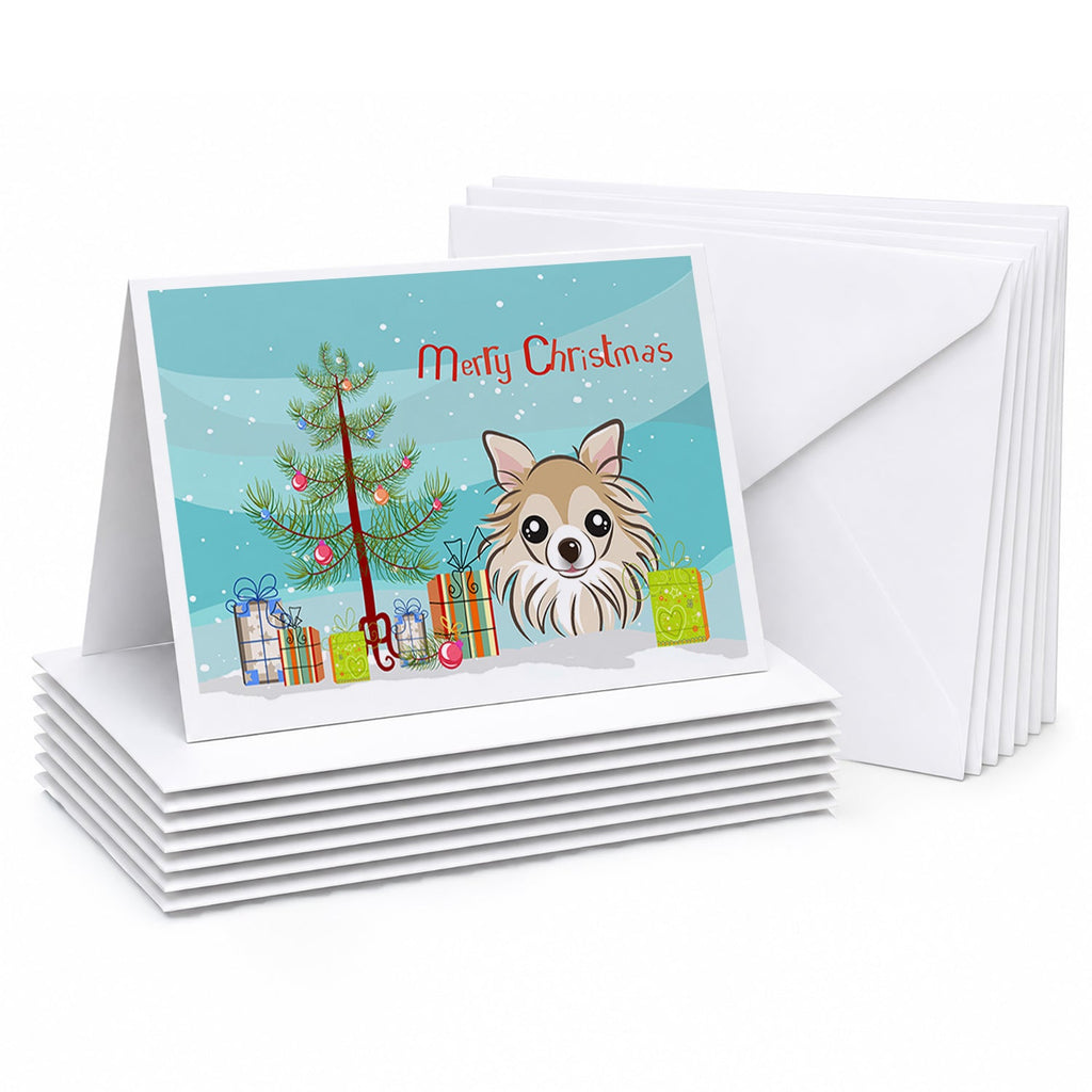 Christmas Tree and Chihuahua Greeting Cards Pack of 8 Blank Cards with Envelopes Whimsical A7 Size 5x7