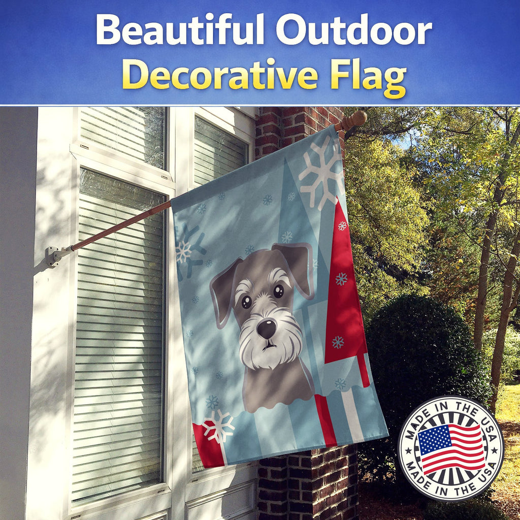 Winter Holiday Schnauzer House Flag 28x40 Porch Sleeve Pole Decorative Outside Yard Banner Artwork Wall Hanging, Polyester