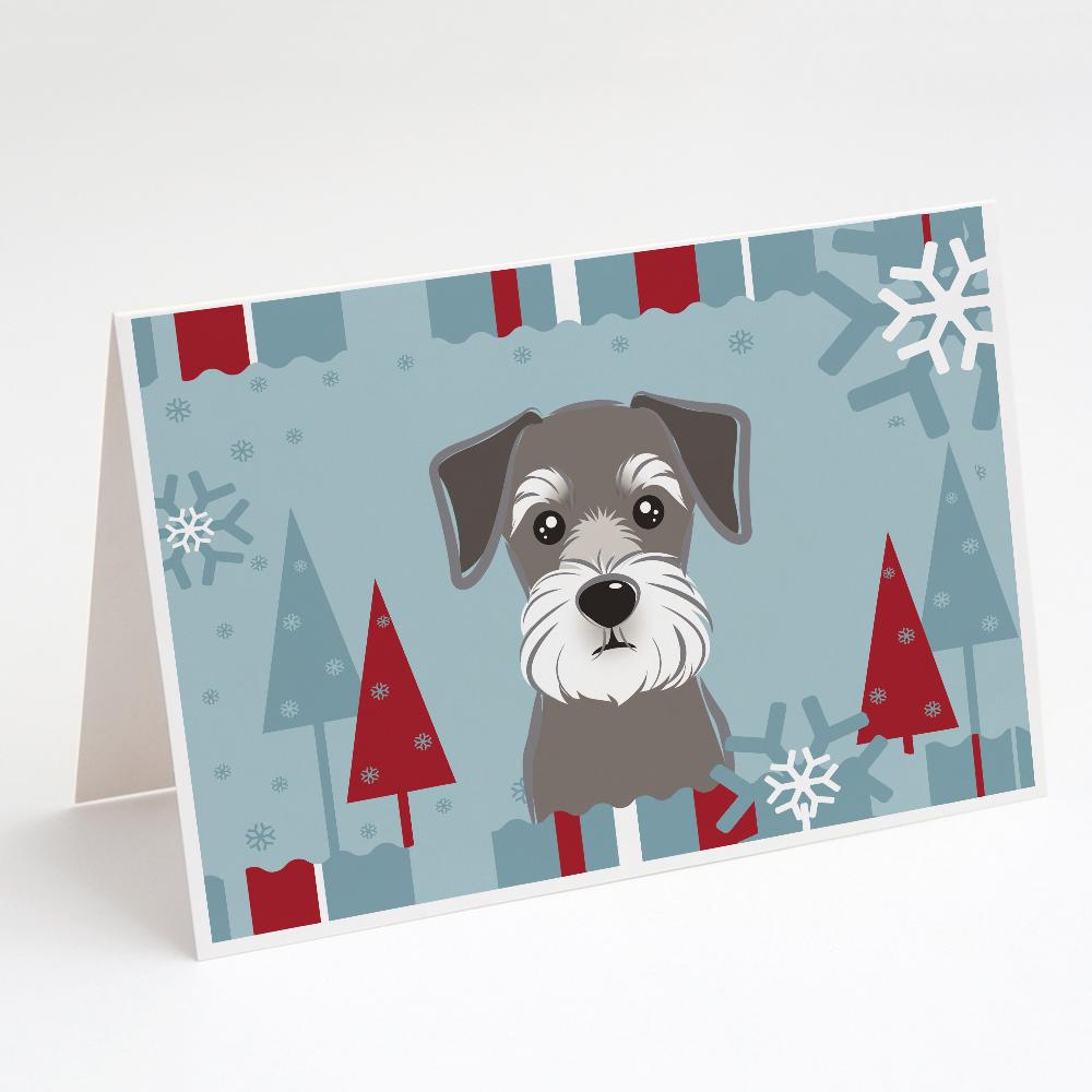 Winter Holiday Schnauzer Greeting Cards Pack of 8 Blank Cards with Envelopes Whimsical A7 Size 5x7
