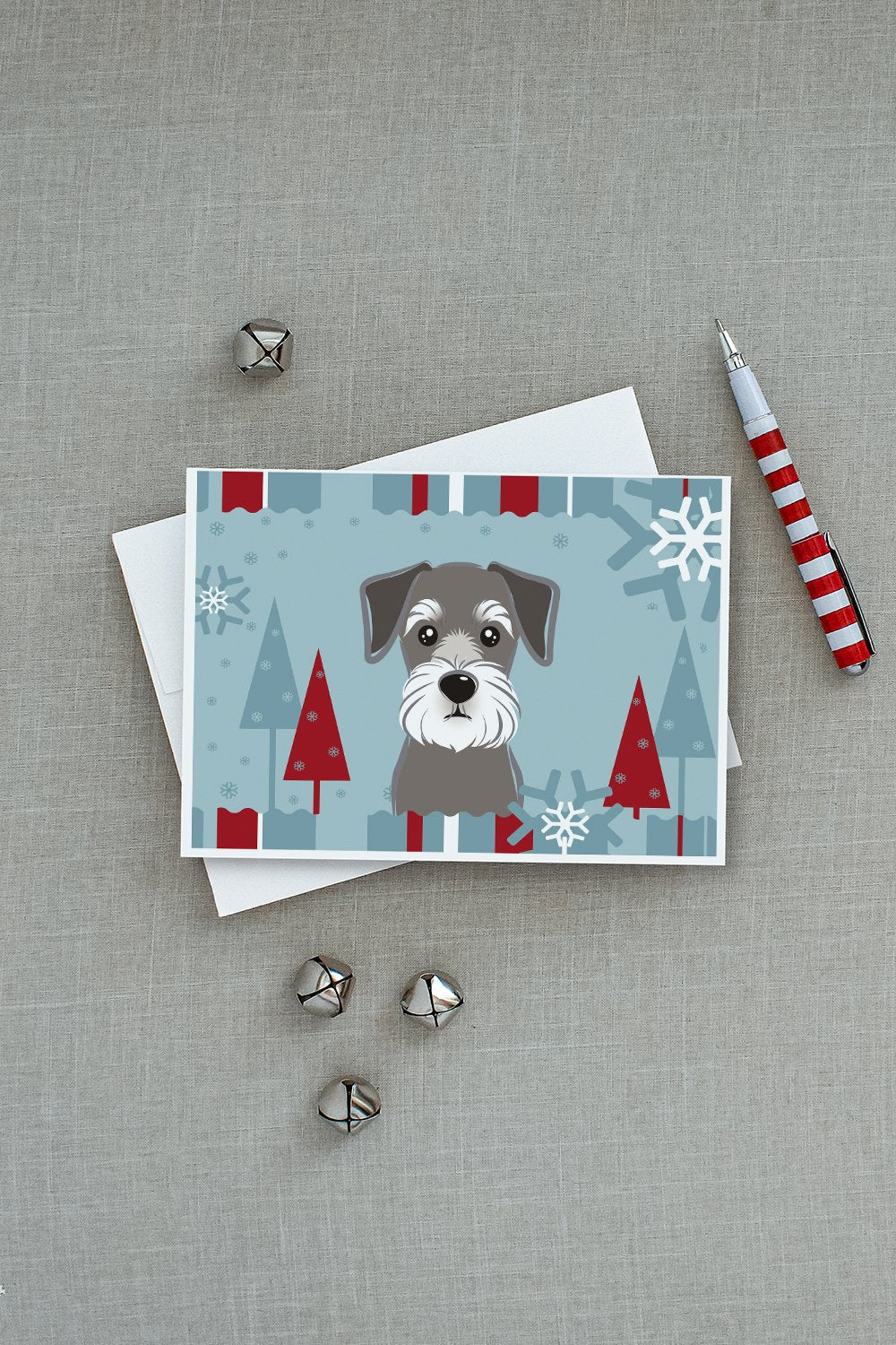 Winter Holiday Schnauzer Greeting Cards Pack of 8 Blank Cards with Envelopes Whimsical A7 Size 5x7