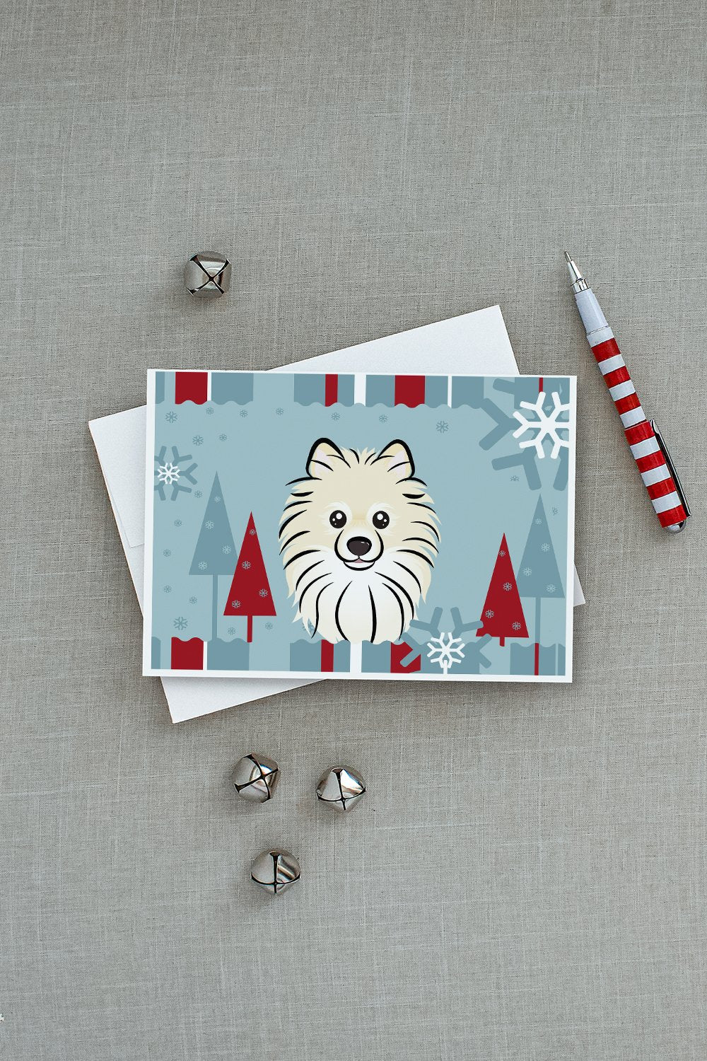 Winter Holiday Pomeranian Greeting Cards Pack of 8 Blank Cards with Envelopes Whimsical A7 Size 5x7