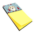 Winter Holiday Longhair Creme Dachshund Watercolor Sticky Note Holder Refillable Dispenser Desk Accessory 3x3 Pad Gift