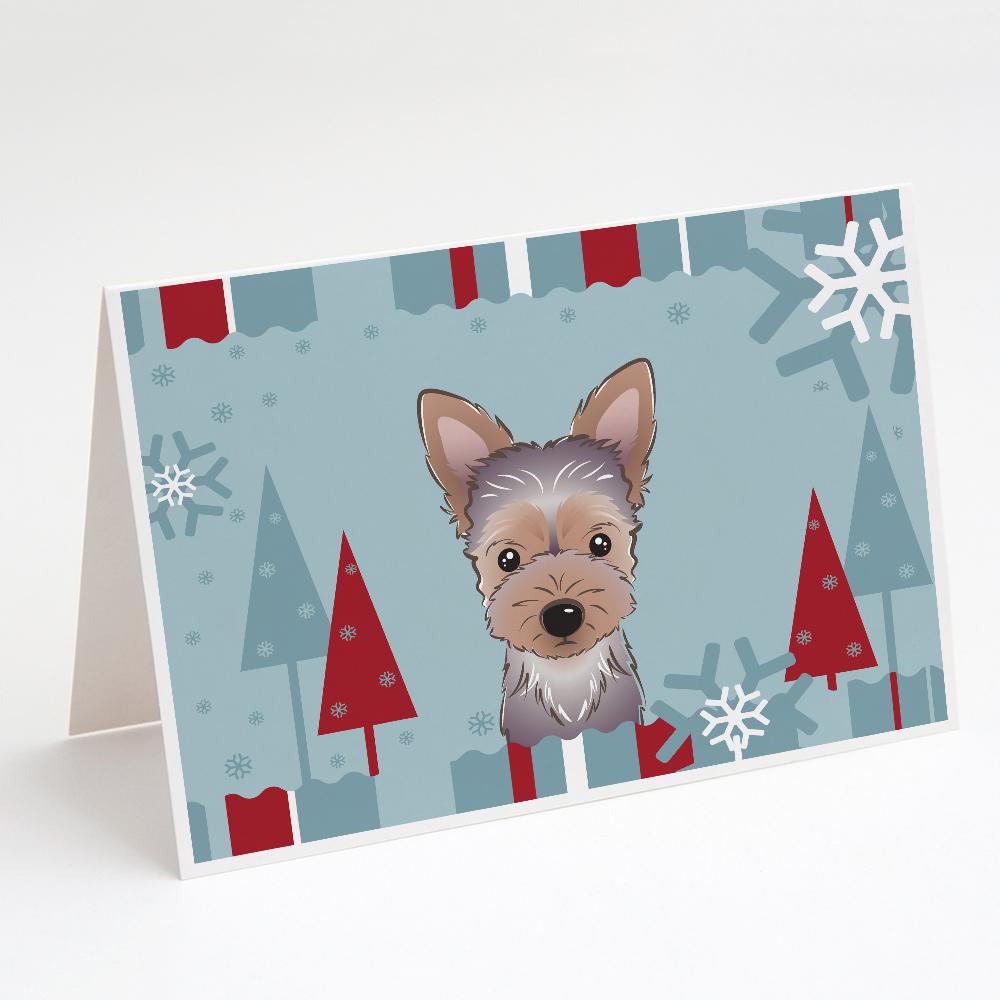 Winter Holiday Yorkie Puppy Greeting Cards Pack of 8 Blank Cards with Envelopes Whimsical A7 Size 5x7