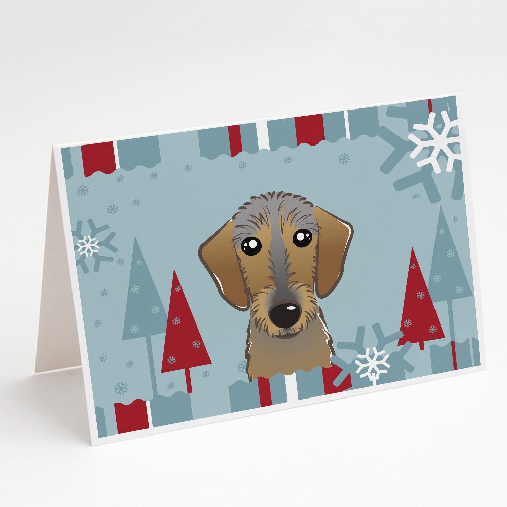 Winter Holiday Wirehaired Dachshund Greeting Cards Pack of 8 Blank Cards with Envelopes Whimsical A7 Size 5x7