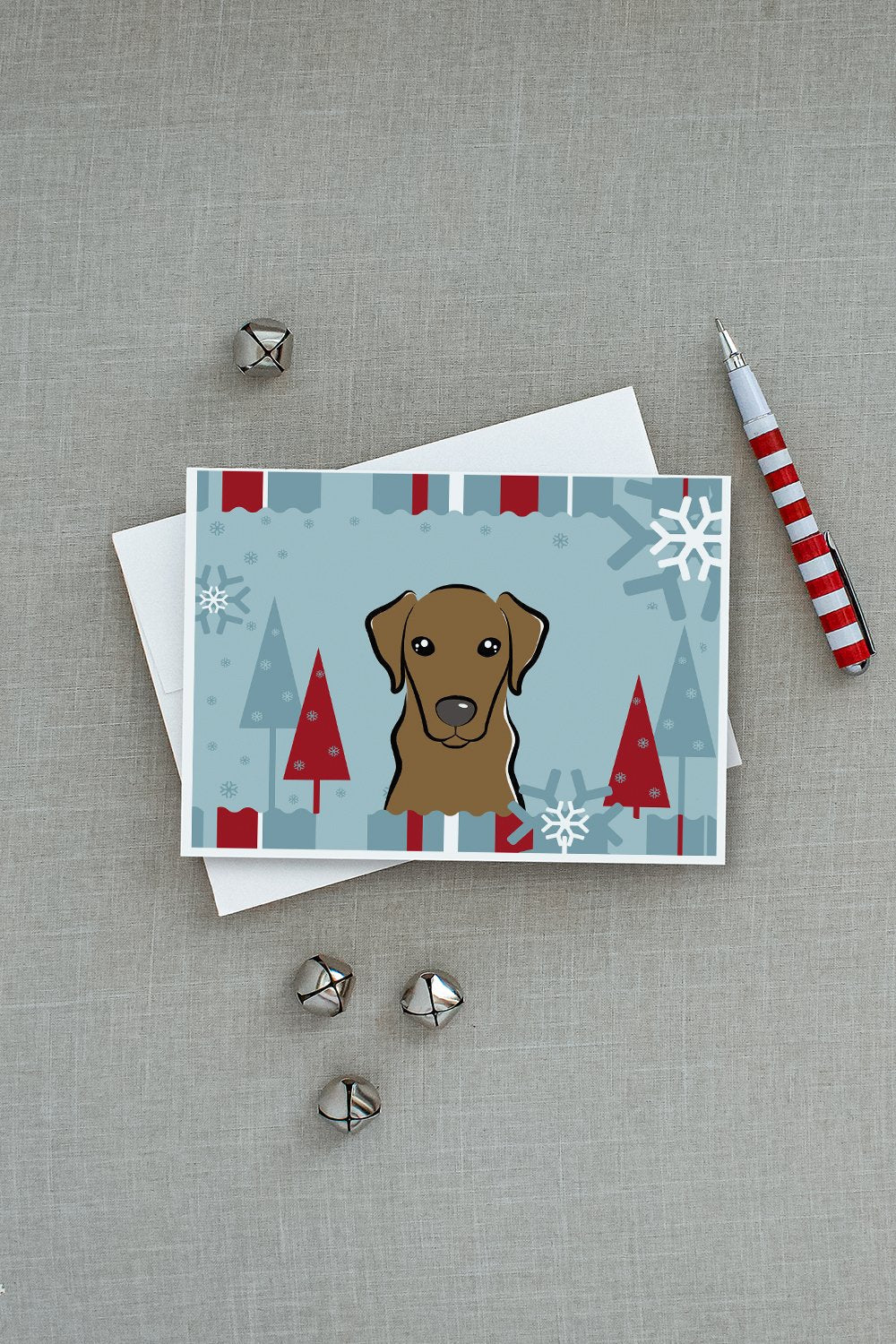Winter Holiday Chocolate Labrador Greeting Cards Pack of 8 Blank Cards with Envelopes Whimsical A7 Size 5x7