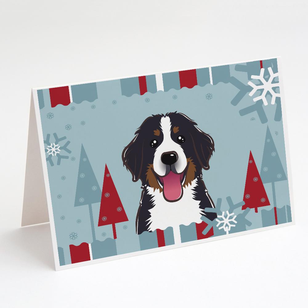 Winter Holiday Bernese Mountain Dog Greeting Cards Pack of 8 Blank Cards with Envelopes Whimsical A7 Size 5x7