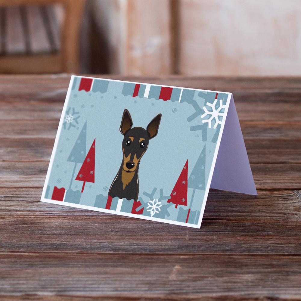 Winter Holiday Min Pin Greeting Cards Pack of 8 Blank Cards with Envelopes Whimsical A7 Size 5x7