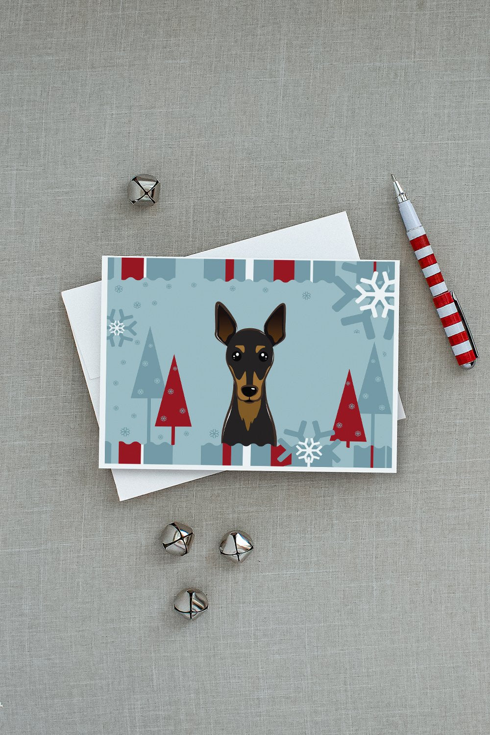 Winter Holiday Min Pin Greeting Cards Pack of 8 Blank Cards with Envelopes Whimsical A7 Size 5x7