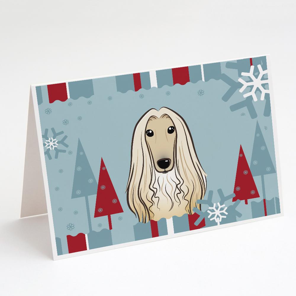 Winter Holiday Afghan Hound Greeting Cards Pack of 8 Blank Cards with Envelopes Whimsical A7 Size 5x7