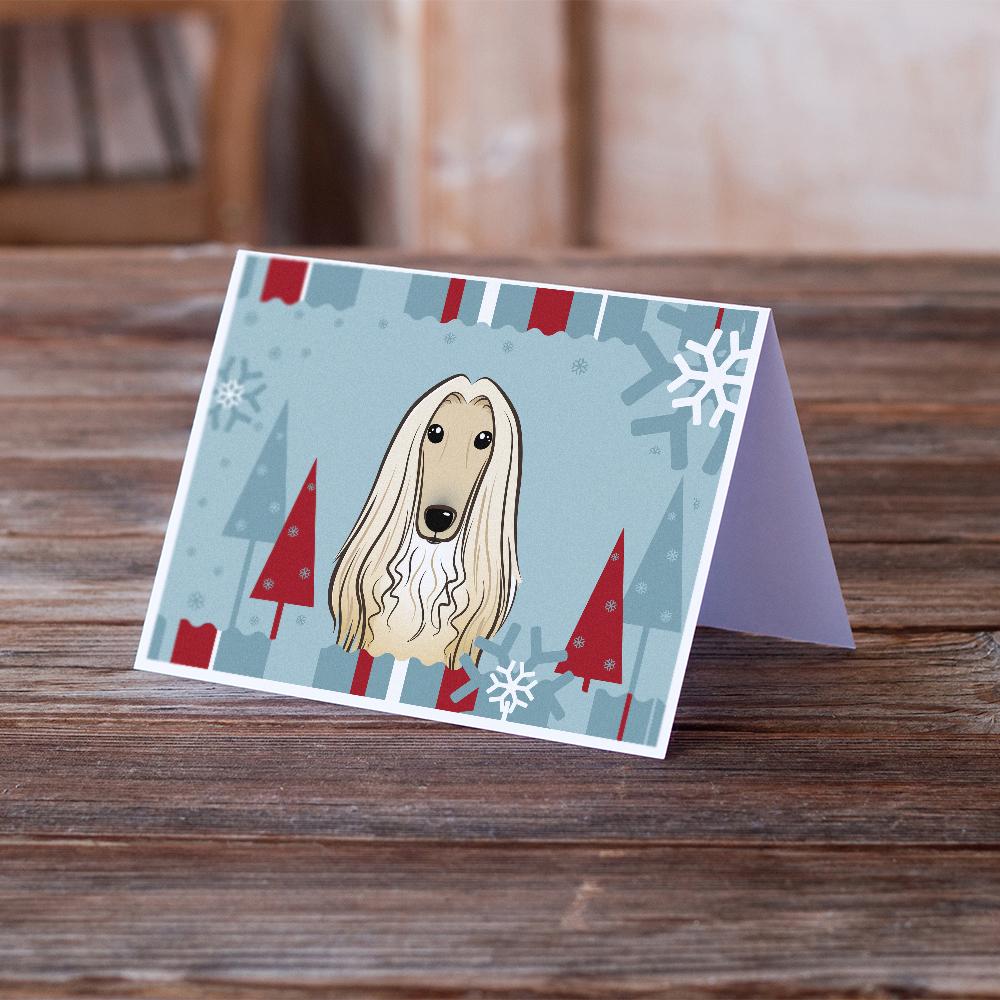 Winter Holiday Afghan Hound Greeting Cards Pack of 8 Blank Cards with Envelopes Whimsical A7 Size 5x7