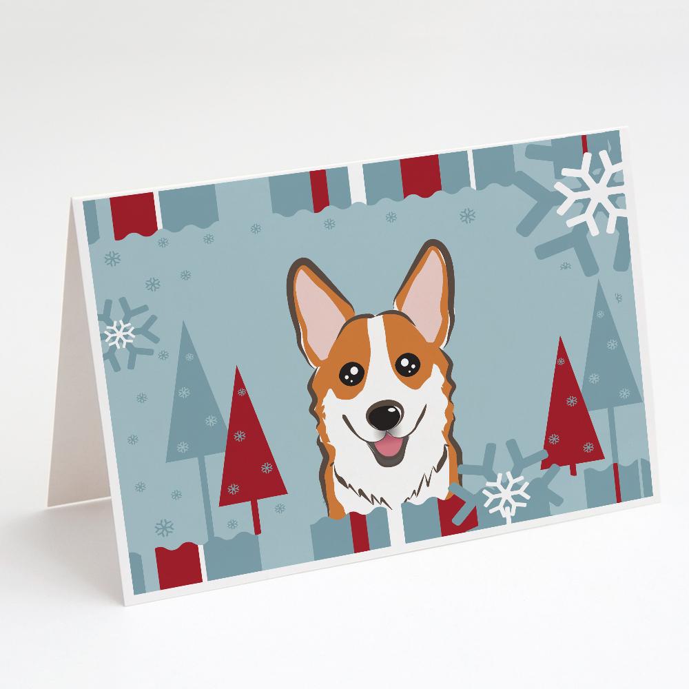 Winter Holiday Red Corgi Greeting Cards Pack of 8 Blank Cards with Envelopes Whimsical A7 Size 5x7