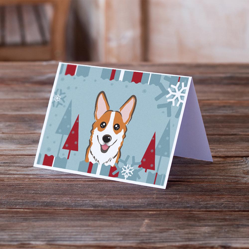 Winter Holiday Red Corgi Greeting Cards Pack of 8 Blank Cards with Envelopes Whimsical A7 Size 5x7