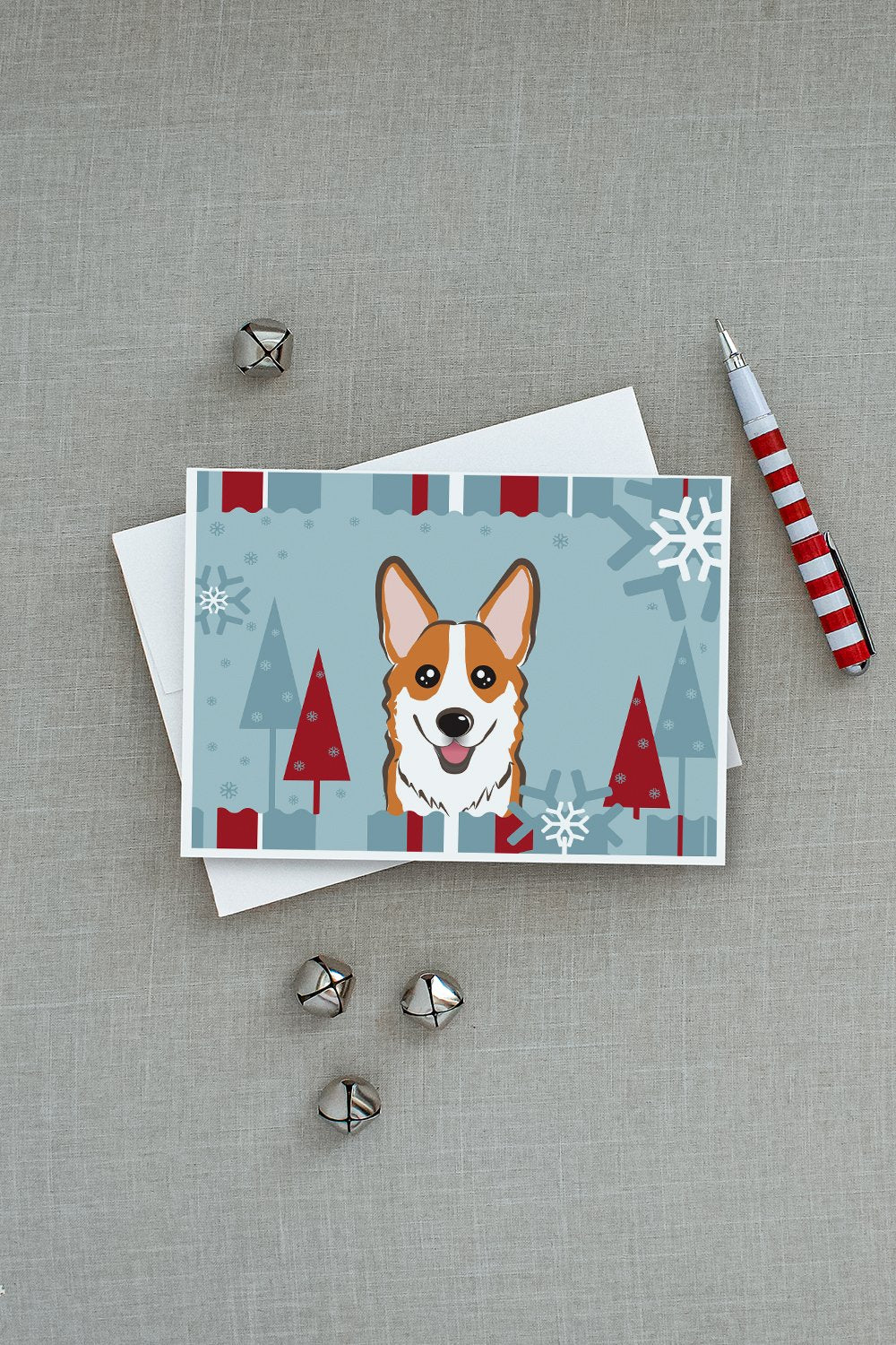 Winter Holiday Red Corgi Greeting Cards Pack of 8 Blank Cards with Envelopes Whimsical A7 Size 5x7