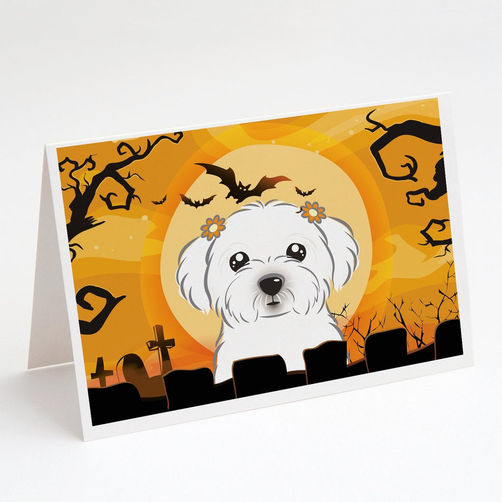 Halloween Maltese Greeting Cards Pack of 8 Blank Cards with Envelopes Whimsical A7 Size 5x7