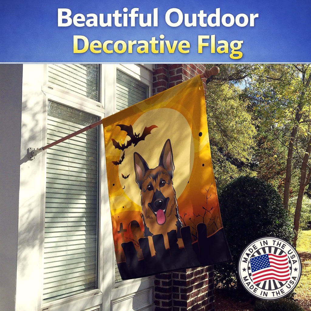 Halloween German Shepherd House Flag 28x40 Porch Sleeve Pole Decorative Outside Yard Banner Artwork Wall Hanging, Polyester