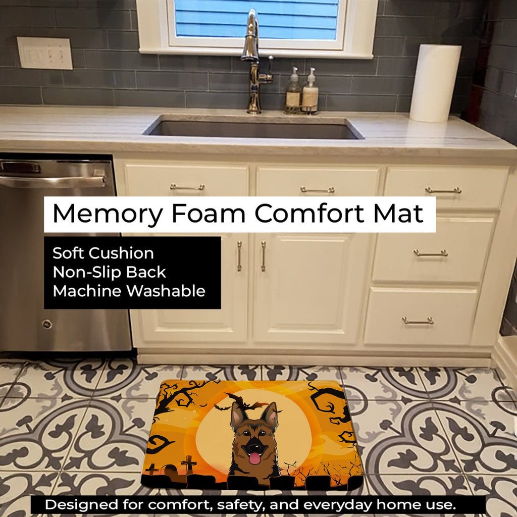 Halloween German Shepherd Memory Foam Kitchen Mat Machine Washable Anti-Fatigue Cushion Comfort Bath or Kitchen Rug