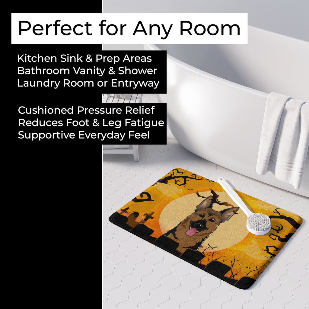 Halloween German Shepherd Memory Foam Kitchen Mat Machine Washable Anti-Fatigue Cushion Comfort Bath or Kitchen Rug