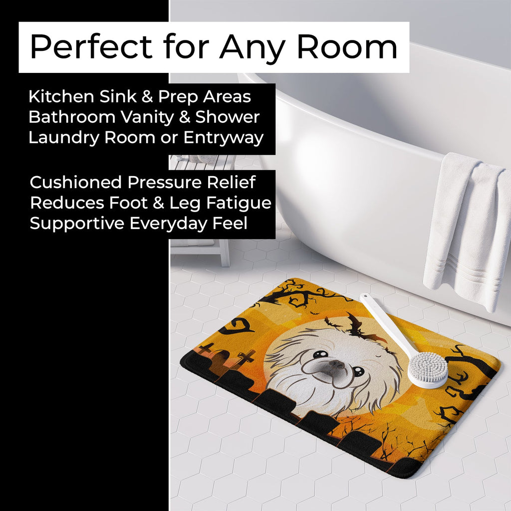 Halloween Pekingese Memory Foam Kitchen Mat Machine Washable Anti-Fatigue Cushion Comfort Bath or Kitchen Rug
