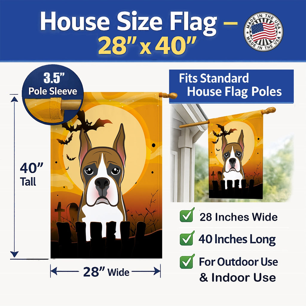 Halloween Boxer House Flag 28x40 Porch Sleeve Pole Decorative Outside Yard Banner Artwork Wall Hanging, Polyester