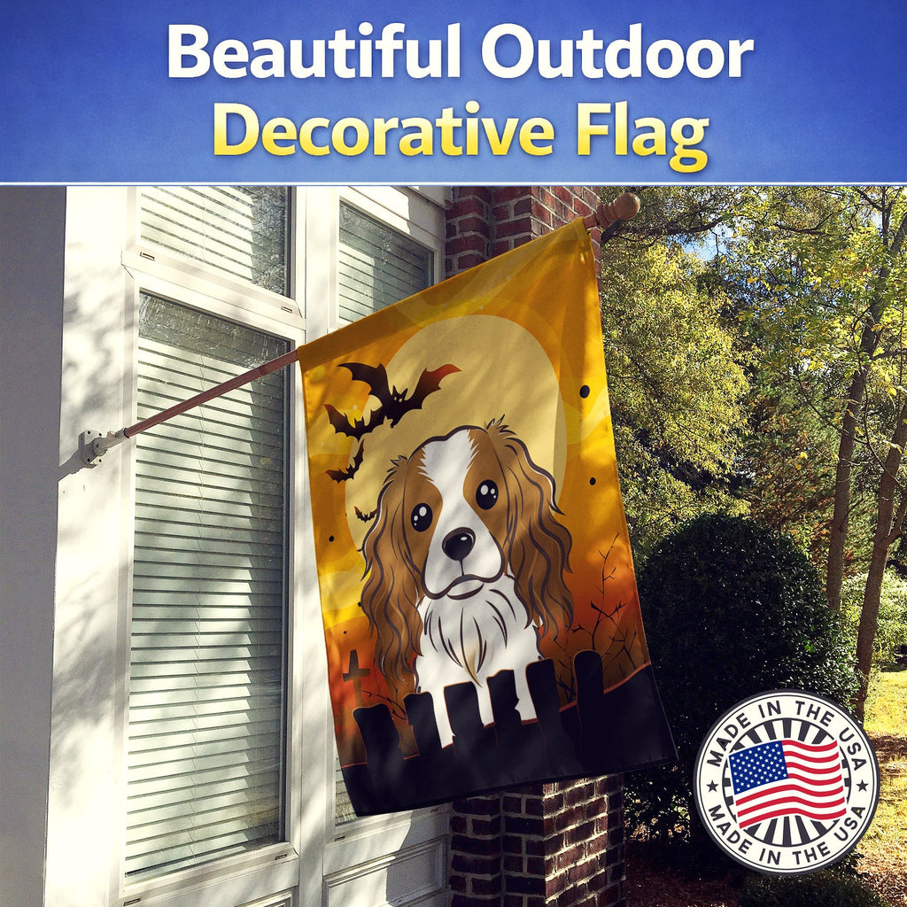 Halloween Cavalier Spaniel House Flag 28x40 Porch Sleeve Pole Decorative Outside Yard Banner Artwork Wall Hanging, Polyester
