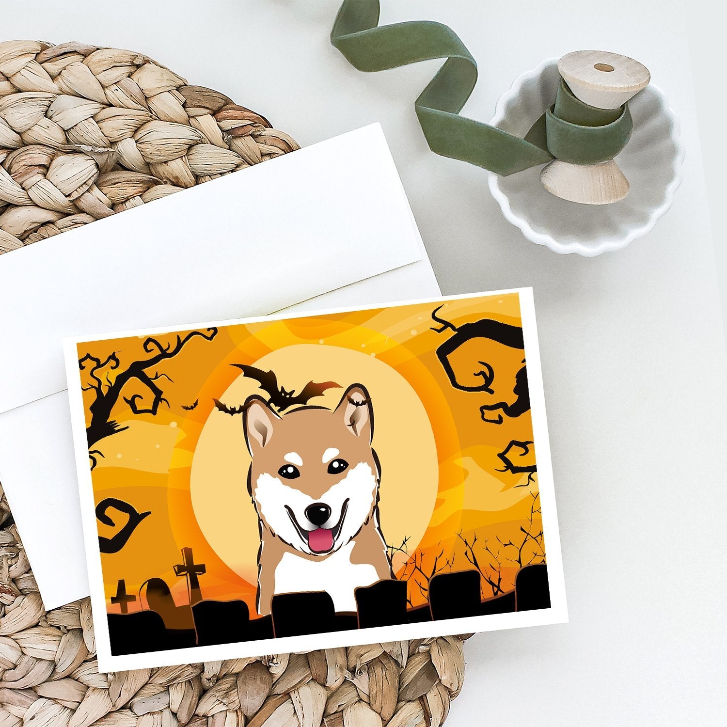 Halloween Shiba Inu Greeting Cards Pack of 8 Blank Cards with Envelopes Whimsical A7 Size 5x7