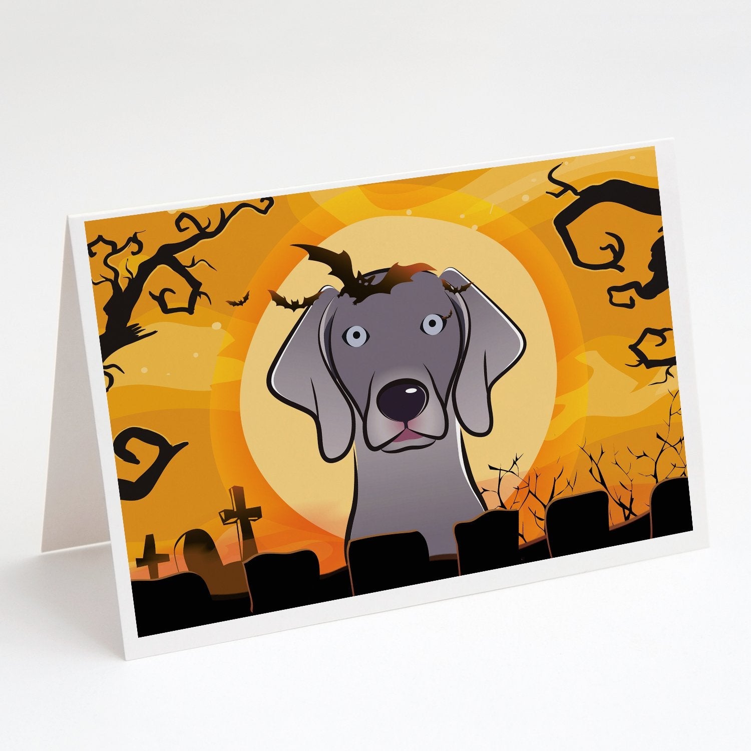 Halloween Weimaraner Greeting Cards Pack of 8 Blank Cards with Envelopes Whimsical A7 Size 5x7