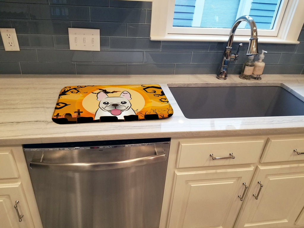 Halloween French Bulldog Dish Drying Mat Absorbent Dish Drying Mat Pad for Kitchen Counter Dish Drainer Mat for Countertop, 14 x 21", Multicolor