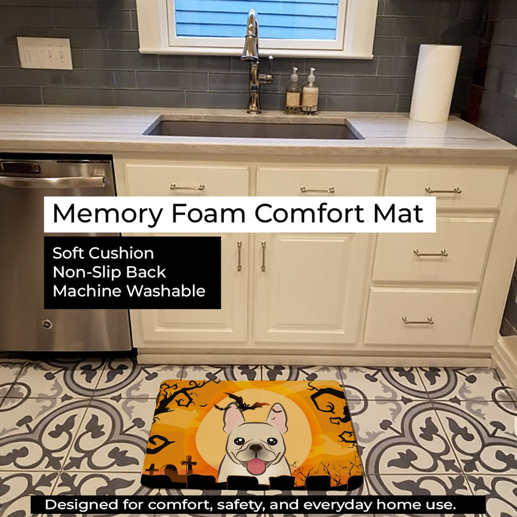 Halloween French Bulldog Memory Foam Kitchen Mat Machine Washable Anti-Fatigue Cushion Comfort Bath or Kitchen Rug