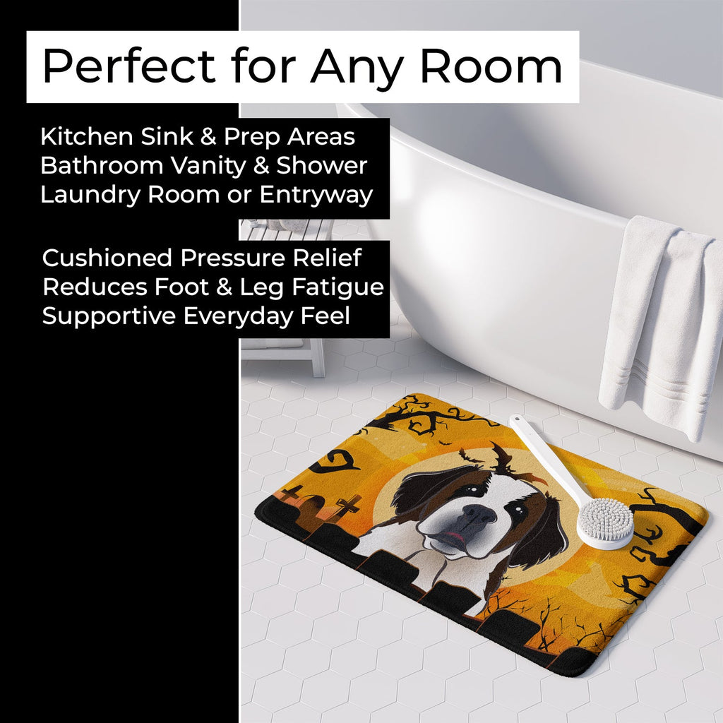 Halloween Saint Bernard Memory Foam Kitchen Mat Machine Washable Anti-Fatigue Cushion Comfort Bath or Kitchen Rug