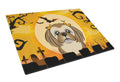 Halloween Chocolate Brown Shih Tzu Cutting Board Tempered Glass Kitchen Cutting Surface, Heat Resistant Chopping, Non-Slip Feet, Food Prep & Serving