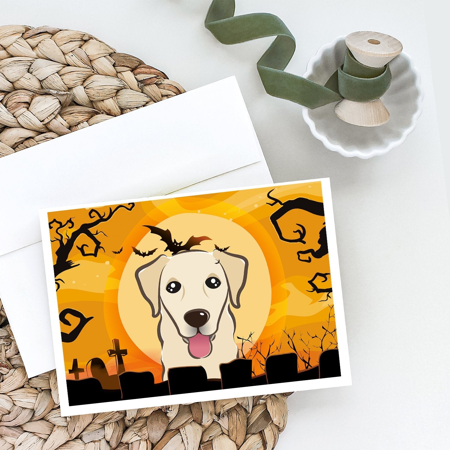 Halloween Golden Retriever Greeting Cards Pack of 8 Blank Cards with Envelopes Whimsical A7 Size 5x7