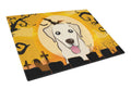 Halloween Golden Retriever Cutting Board Tempered Glass Kitchen Cutting Surface, Heat Resistant Chopping, Non-Slip Feet, Food Prep & Serving