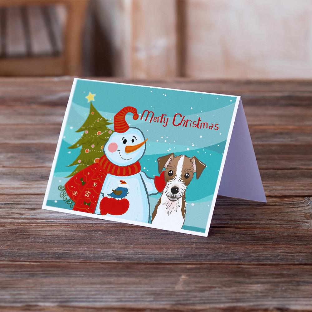 Snowman with Jack Russell Terrier Greeting Cards Pack of 8 Blank Cards with Envelopes Whimsical A7 Size 5x7