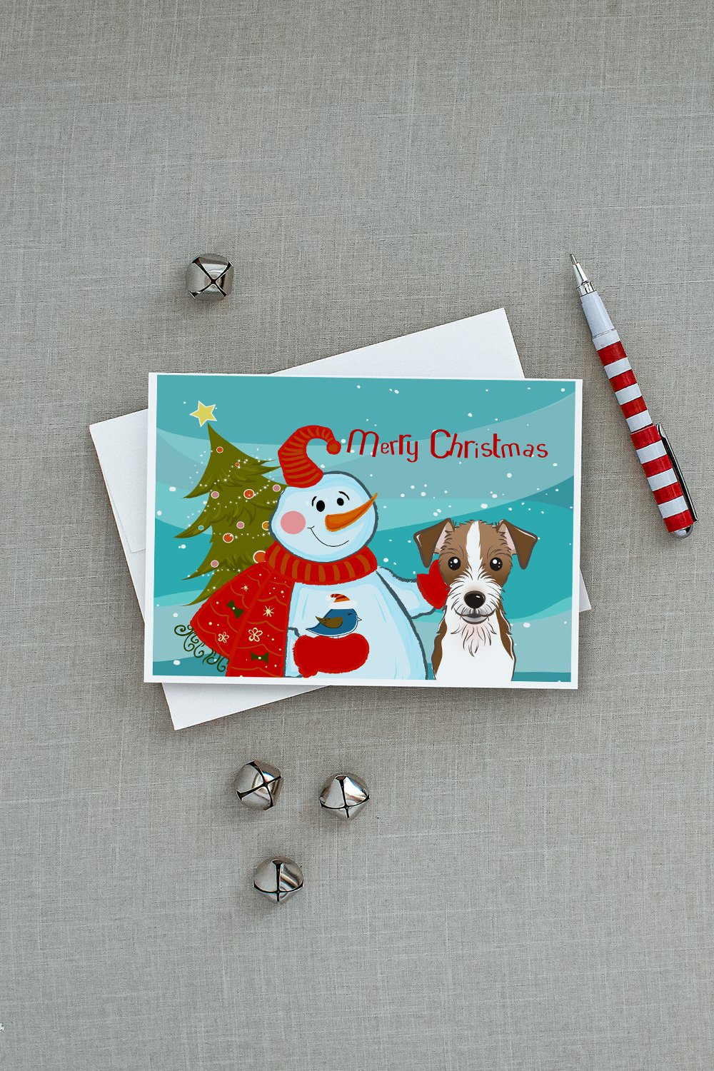 Snowman with Jack Russell Terrier Greeting Cards Pack of 8 Blank Cards with Envelopes Whimsical A7 Size 5x7