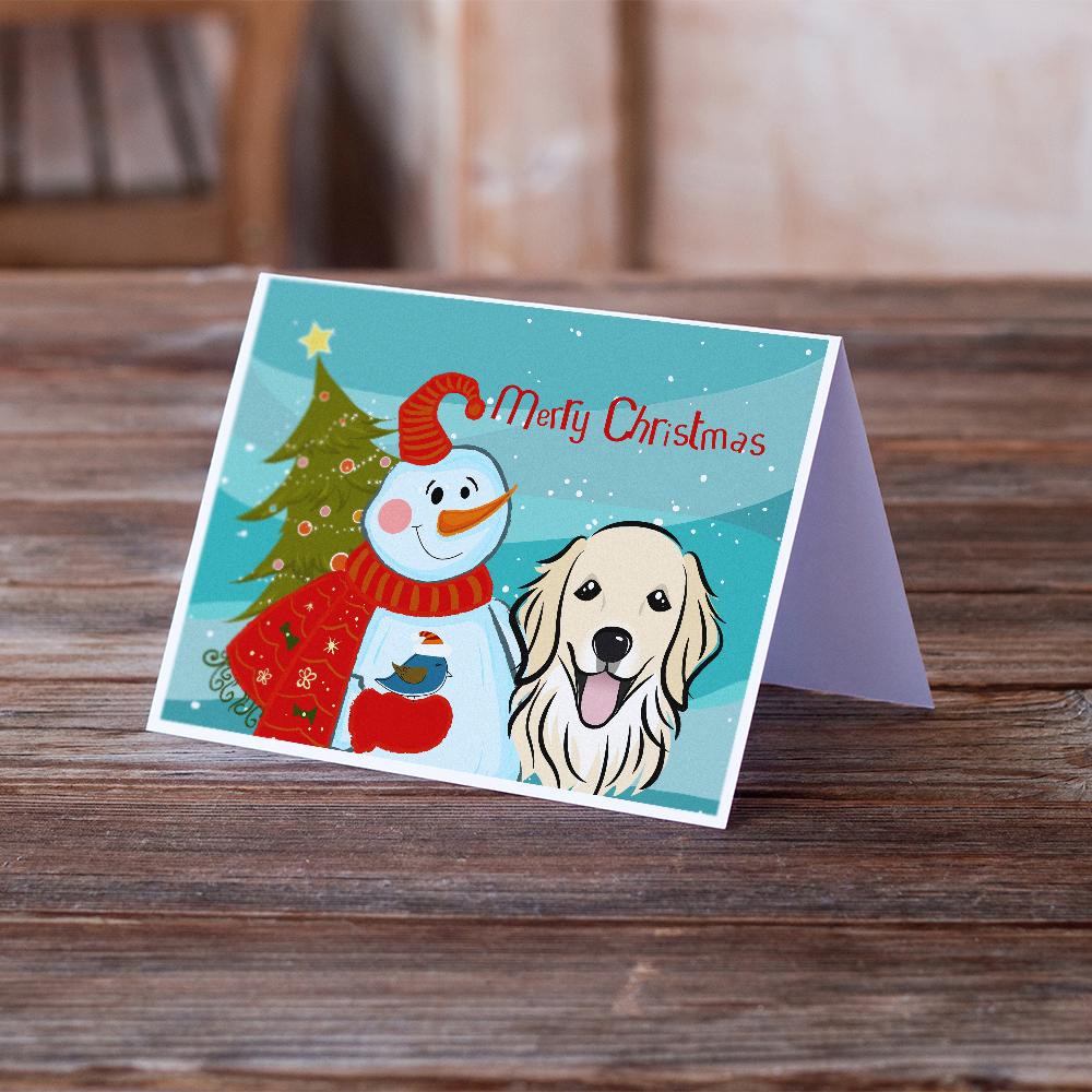 Snowman with Golden Retriever Greeting Cards Pack of 8 Blank Cards with Envelopes Whimsical A7 Size 5x7