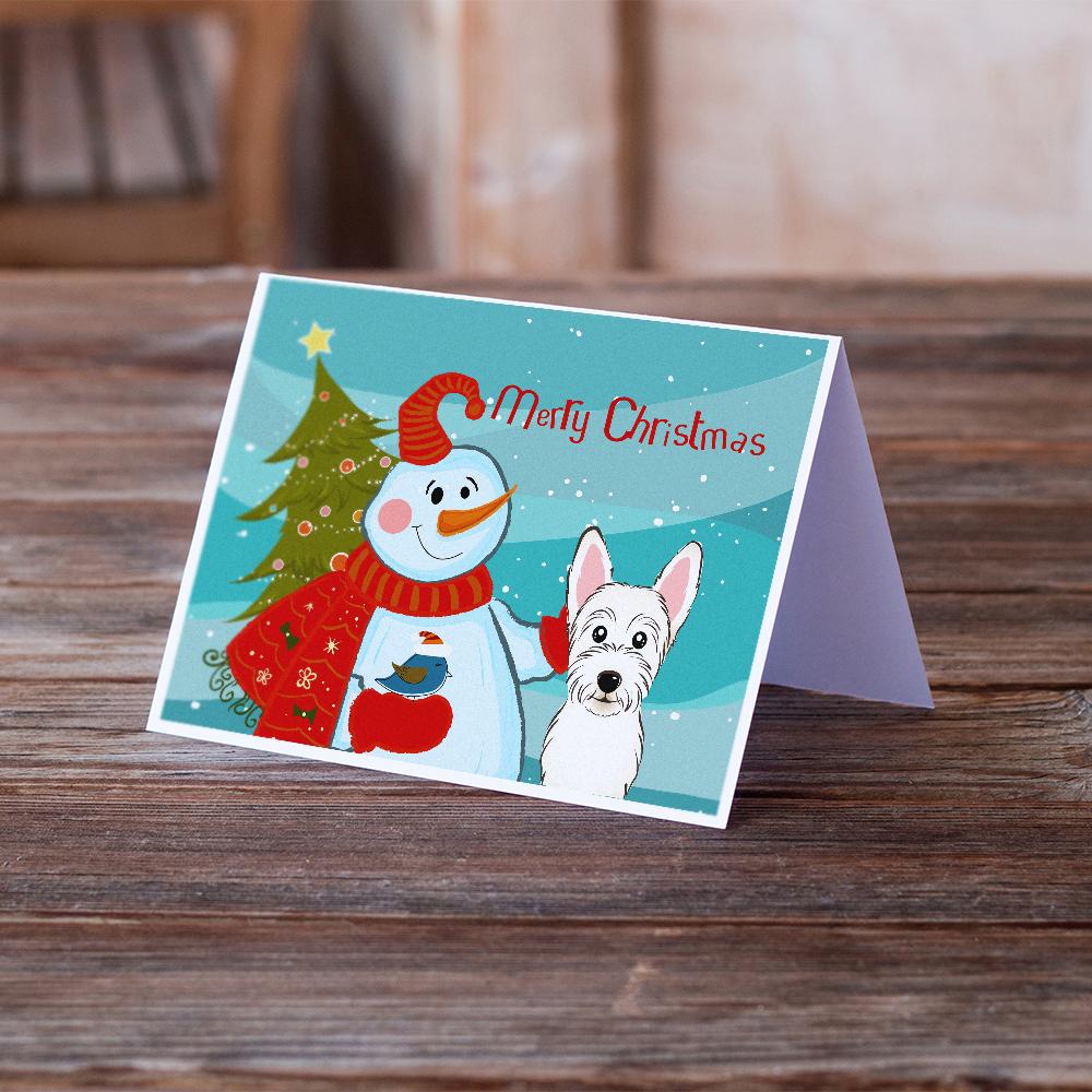 Snowman with Westie Greeting Cards Pack of 8 Blank Cards with Envelopes Whimsical A7 Size 5x7