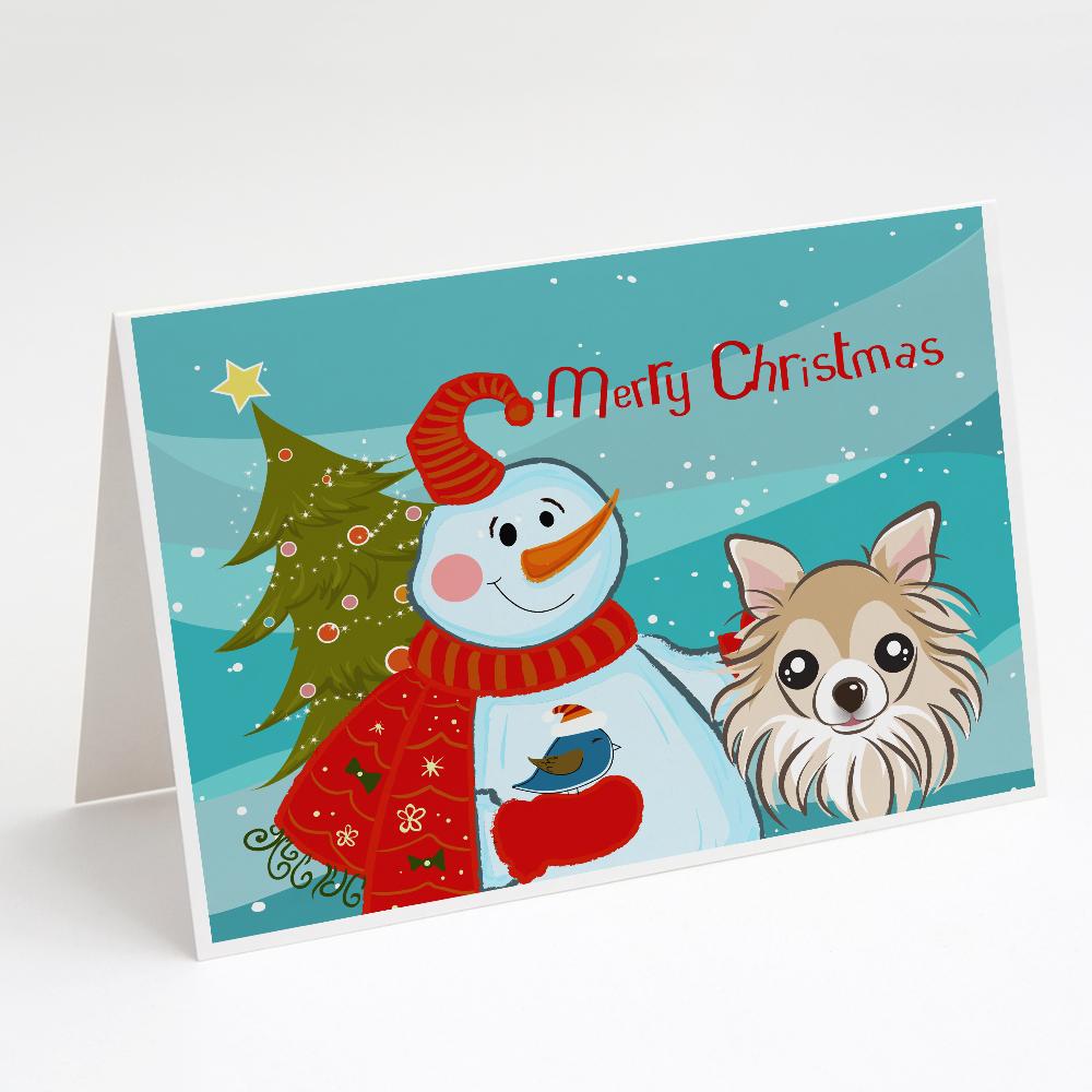 Snowman with Chihuahua Greeting Cards Pack of 8 Blank Cards with Envelopes Whimsical A7 Size 5x7