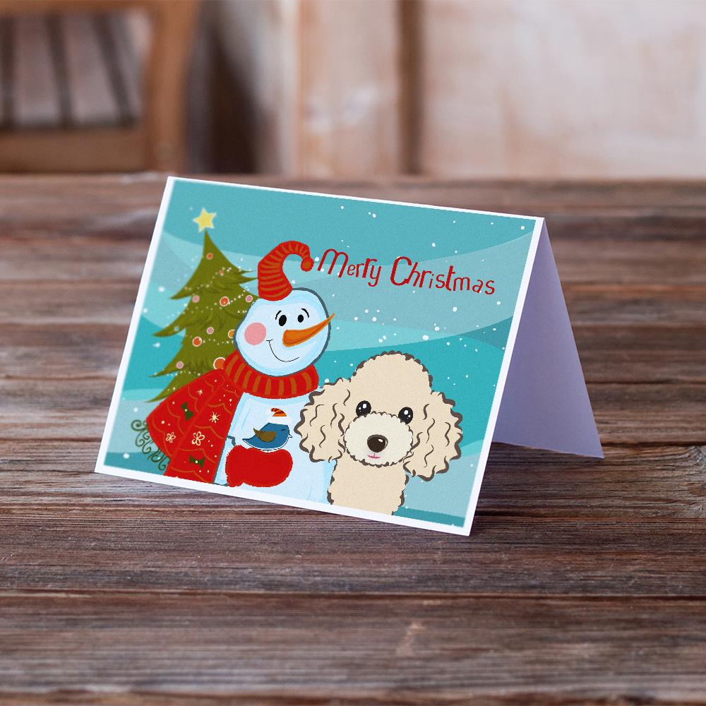 Snowman with Buff Poodle Greeting Cards Pack of 8 Blank Cards with Envelopes Whimsical A7 Size 5x7