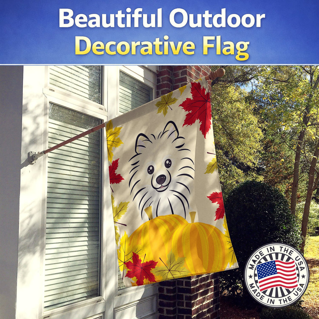 Pomeranian Thanksgiving House Flag 28x40 Porch Sleeve Pole Decorative Outside Yard Banner Artwork Wall Hanging, Polyester