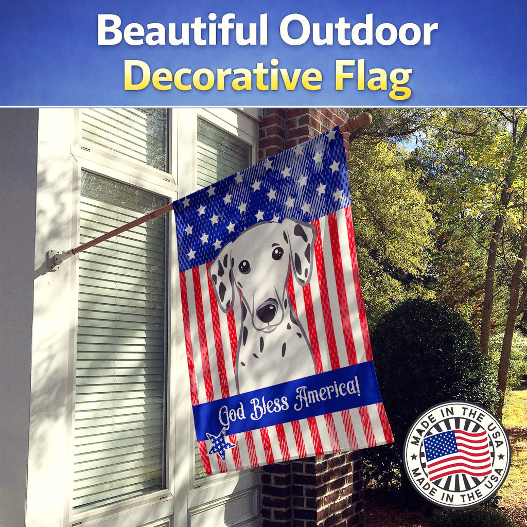 American Flag and Dalmatian House Flag 28x40 Porch Sleeve Pole Decorative Outside Yard Banner Artwork Wall Hanging, Polyester