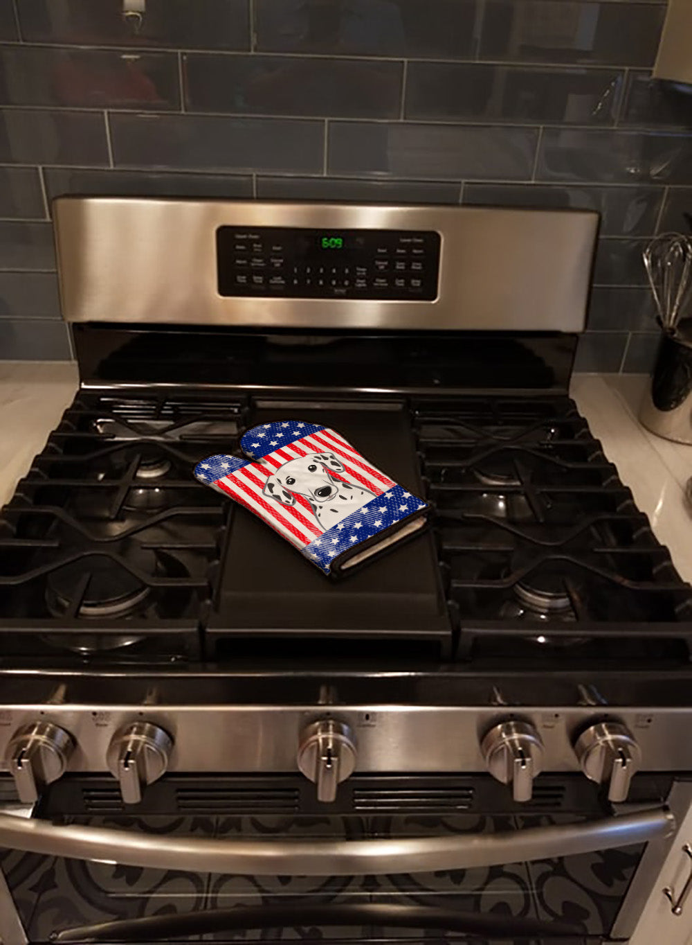 American Flag and Dalmatian Oven Mitt Heat Resistant Thick Oven Mitt for Hot Pans and Oven, Kitchen Mitt Protect Hands, Cooking Baking Glove