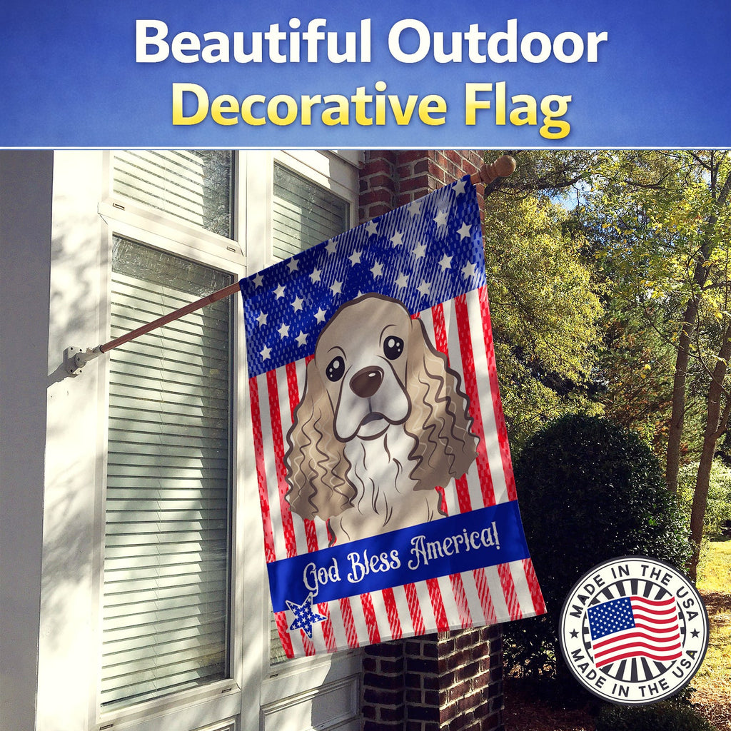 American Flag and Cocker Spaniel House Flag 28x40 Porch Sleeve Pole Decorative Outside Yard Banner Artwork Wall Hanging, Polyester