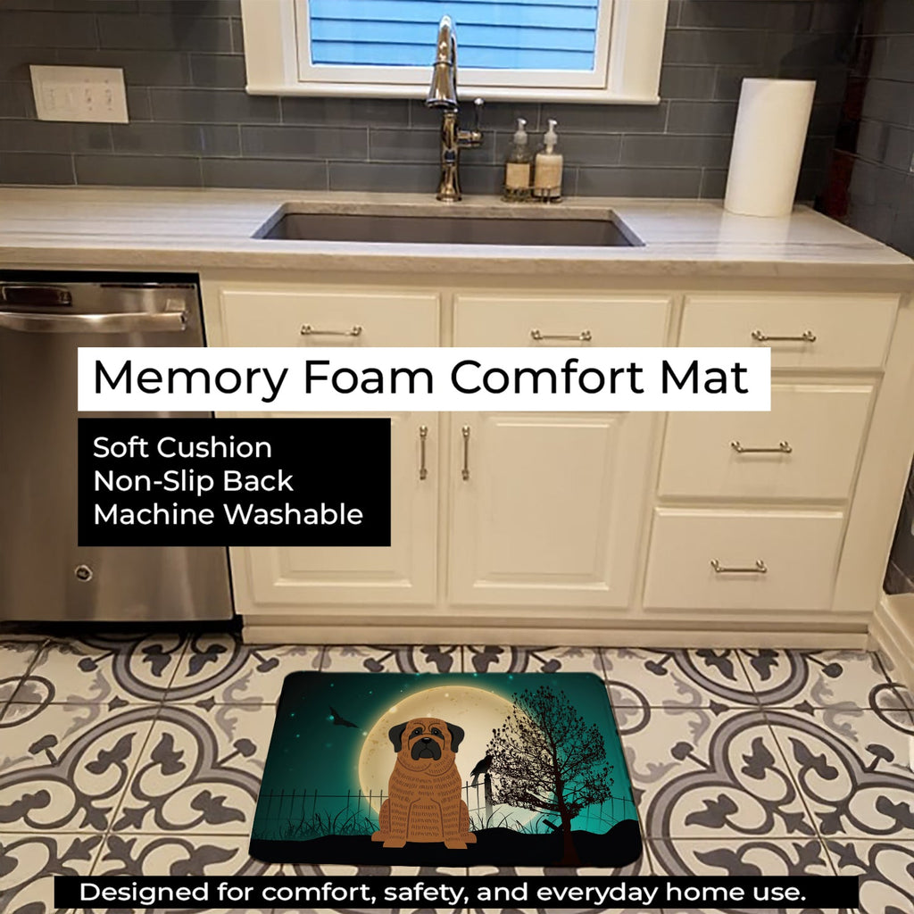 Halloween Scary Mastiff Brindle Memory Foam Kitchen Mat Machine Washable Anti-Fatigue Cushion Comfort Bath or Kitchen Rug
