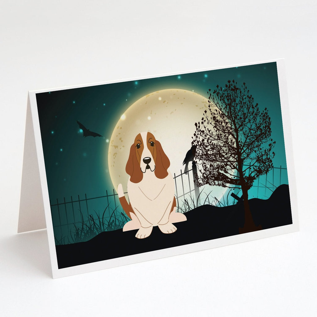 Halloween Scary Basset Hound Greeting Cards Pack of 8 Blank Cards with Envelopes Whimsical A7 Size 5x7