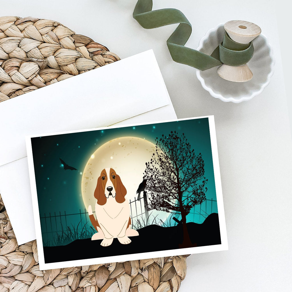 Halloween Scary Basset Hound Greeting Cards Pack of 8 Blank Cards with Envelopes Whimsical A7 Size 5x7