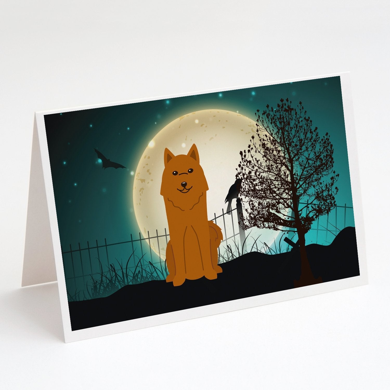Halloween Scary Karelian Bear Dog Greeting Cards Pack of 8 Blank Cards with Envelopes Whimsical A7 Size 5x7