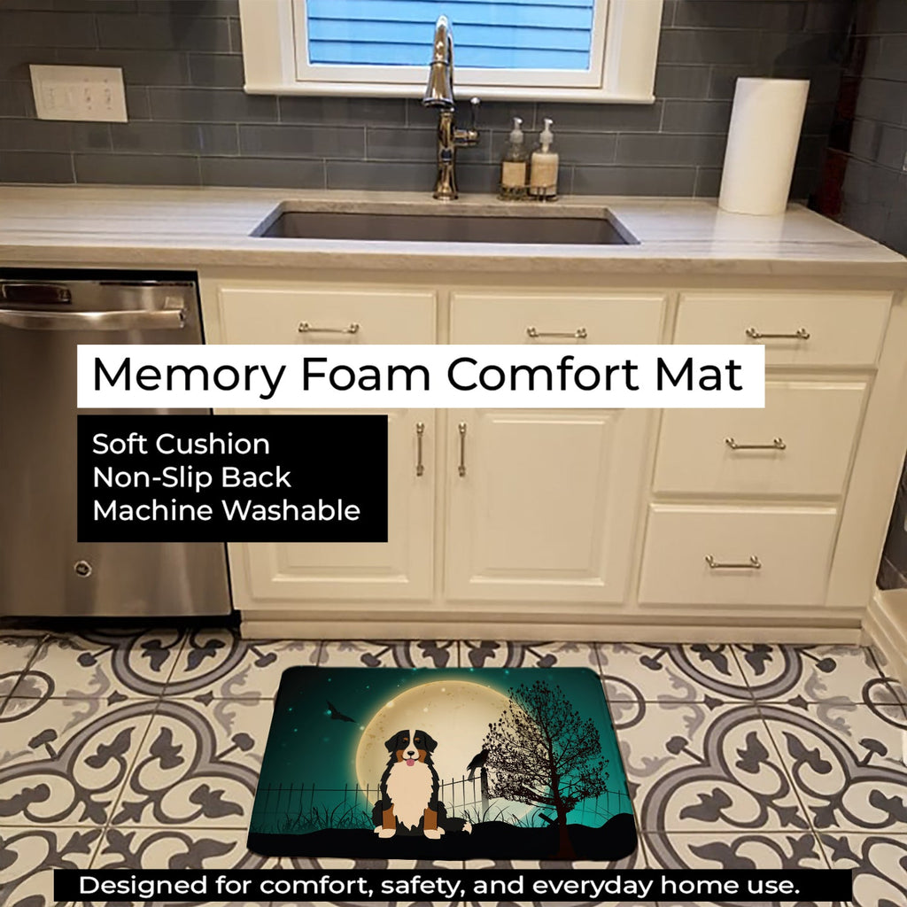 Halloween Scary Bernese Mountain Dog Memory Foam Kitchen Mat Machine Washable Anti-Fatigue Cushion Comfort Bath or Kitchen Rug