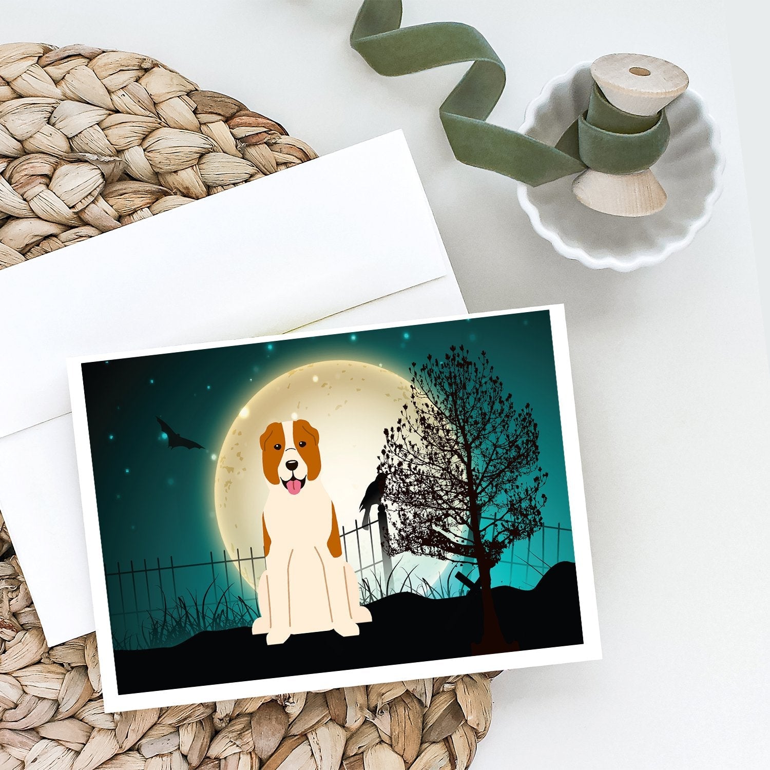 Halloween Scary Central Asian Shepherd Dog Greeting Cards Pack of 8 Blank Cards with Envelopes Whimsical A7 Size 5x7