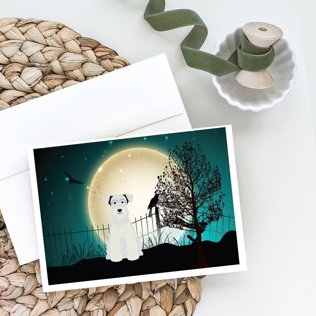 Halloween Scary Miniature Schnauzer White Greeting Cards Pack of 8 Blank Cards with Envelopes Whimsical A7 Size 5x7
